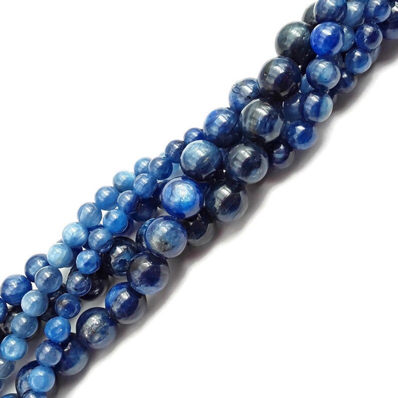 Natural Blue Kyanite Round Beads – 4mm 5mm 6mm 8mm 10mm Gemstone Beads For Jewelry Making
