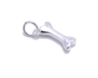 925 Sterling Silver Dog Bone Pendant Charm Size 6x13mm 2Pcs per Bag