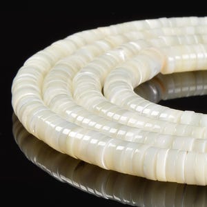 Iridescent White Mother of Pearl MOP Shell Heishi Disc 2x4mm to 2x8mm 15.5&#39;&#39;Str