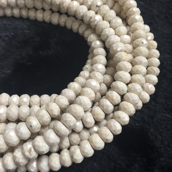 Natural River Stone Faceted Rondelle Beads Size 4x6mm 5x8mm 15.5'' Strand