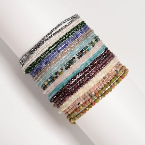 Mixed Gemstone Faceted Round Beaded Anklet Size 2mm 3mm 4mm 9''Length Adjustable