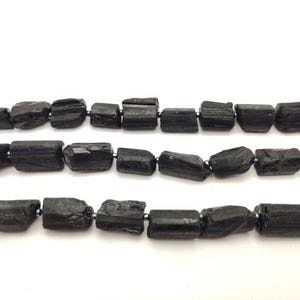 Black Tourmaline Rough Cylinder Tube Beads 13x18mm 15.5&quot; Strand