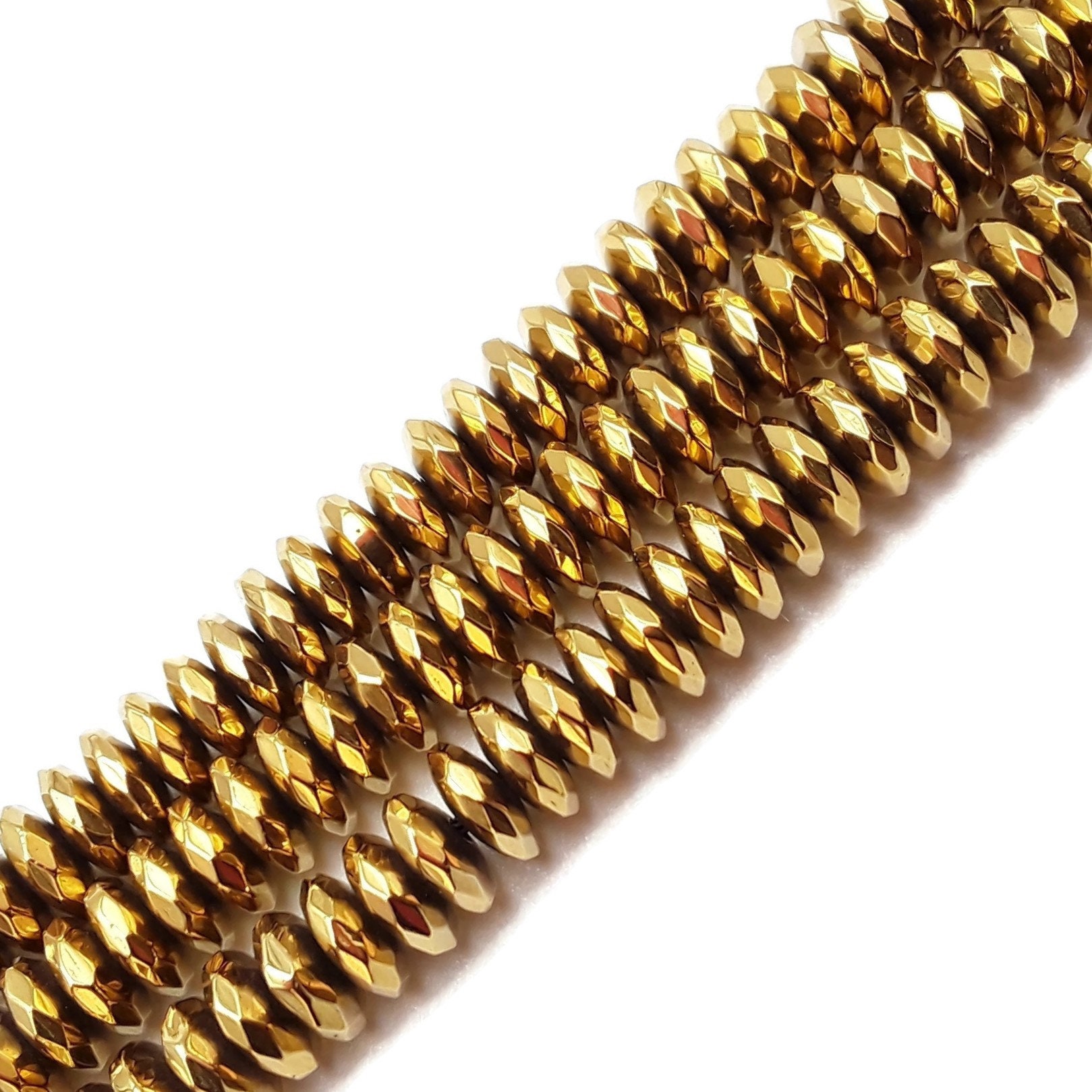 2.5mm Natural Hematite Faceted Round Rondelle Beads Strand – 13 Inch, AAA Quality