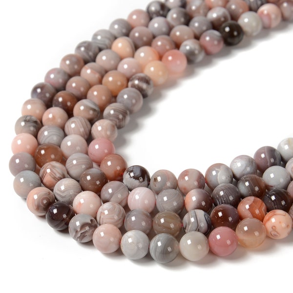 Natural Pink Botswana Agate Smooth Round Beads Size 4mm 6mm 8mm 10mm 15.5'' Strd