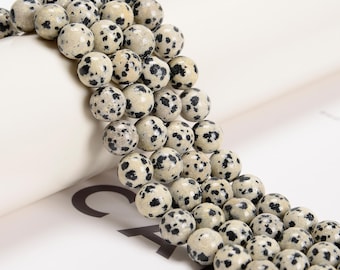 Dalmatian Jasper Smooth Round Beads 4mm 6mm 8mm 10mm 12mm Approx 15.5&quot; Strand