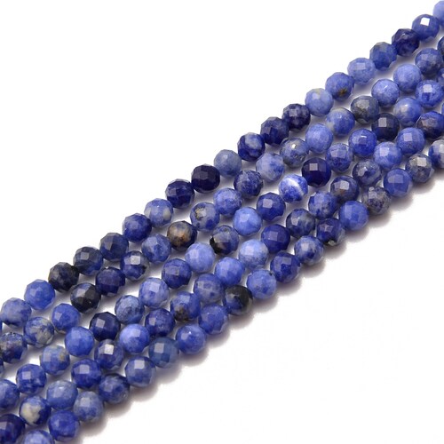 thumbnail image 2 of Natural Multi Blue Aquamarine Gemstone Beads - Faceted Round, 3mm 3.5mm 4mm Mix, 15.5" Strand For Jewelry Making 2 of 5