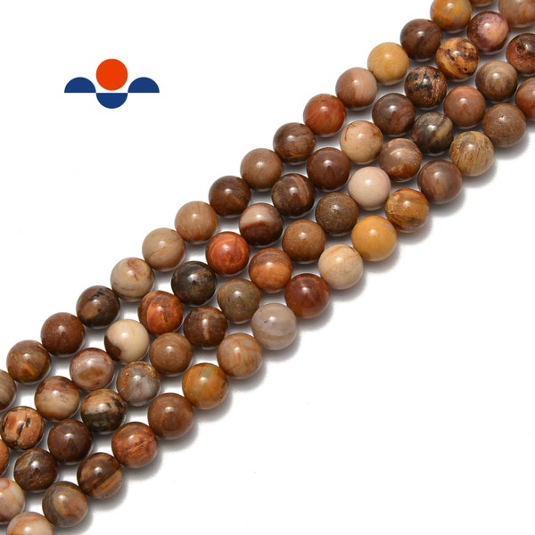 Natural Petrified Wood Smooth Round Beads 6mm 8mm 10mm 12mm 15.5" Strand