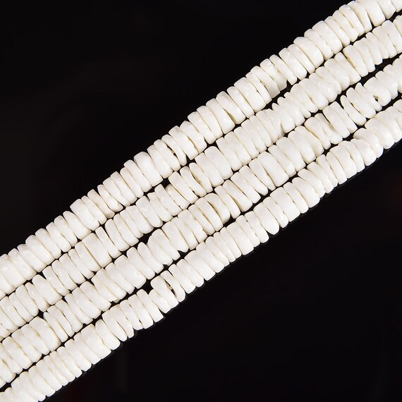 White Shell Heishi Disc Beads Size 2x6mm 15 5 Strand Etsy