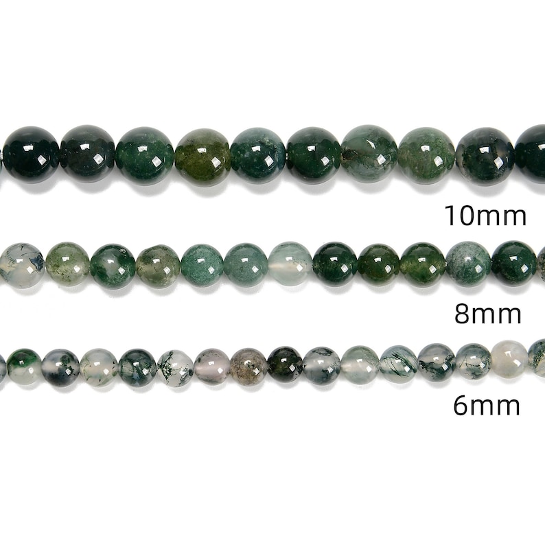 Green Moss Agate Smooth Round Beads 4mm 6mm 8mm 10mm Approx 15.5 Strand image 4