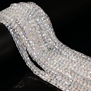 Clear AB Crystal Glass Faceted Cube Beads Size 4mm 15.5'' Strand image 1