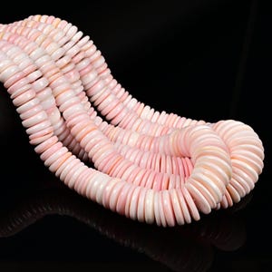 Pink Queen Conch Shell Graduated Rondelle Disc Beads Size 8mm to 20mm 15.5" Strd