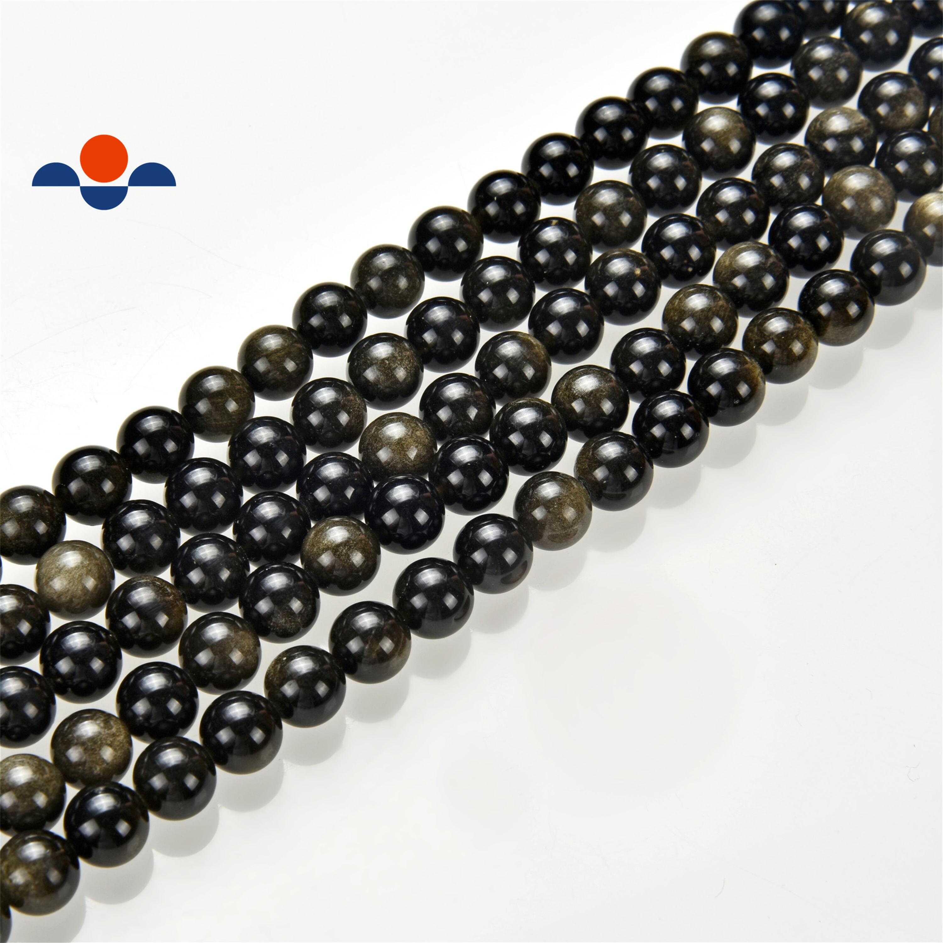 Gold Sheen Obsidian Smooth Round Beads 4mm 6mm 8mm 10mm 12mm 15.5&quo…