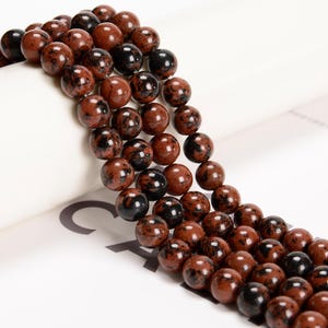 Natural Mahogany Obsidian Smooth Round Beads Size 6mm 8mm 10mm 15.5&#39;&#39; Strand
