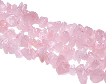 Rose Quartz Irregular Nugget Chips Beads Approx 7-8mm 34" Strand