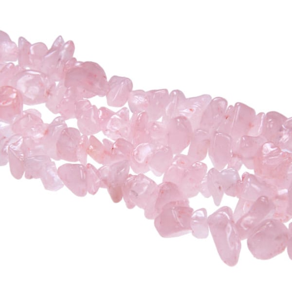 Rose Quartz Irregular Nugget Chips Beads Approx 7-8mm 34" Strand