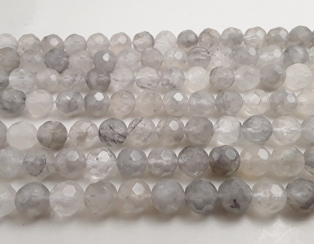 Cloudy Gray Quartz Big Faceted Round Beads 10mm 15.5 Etsy