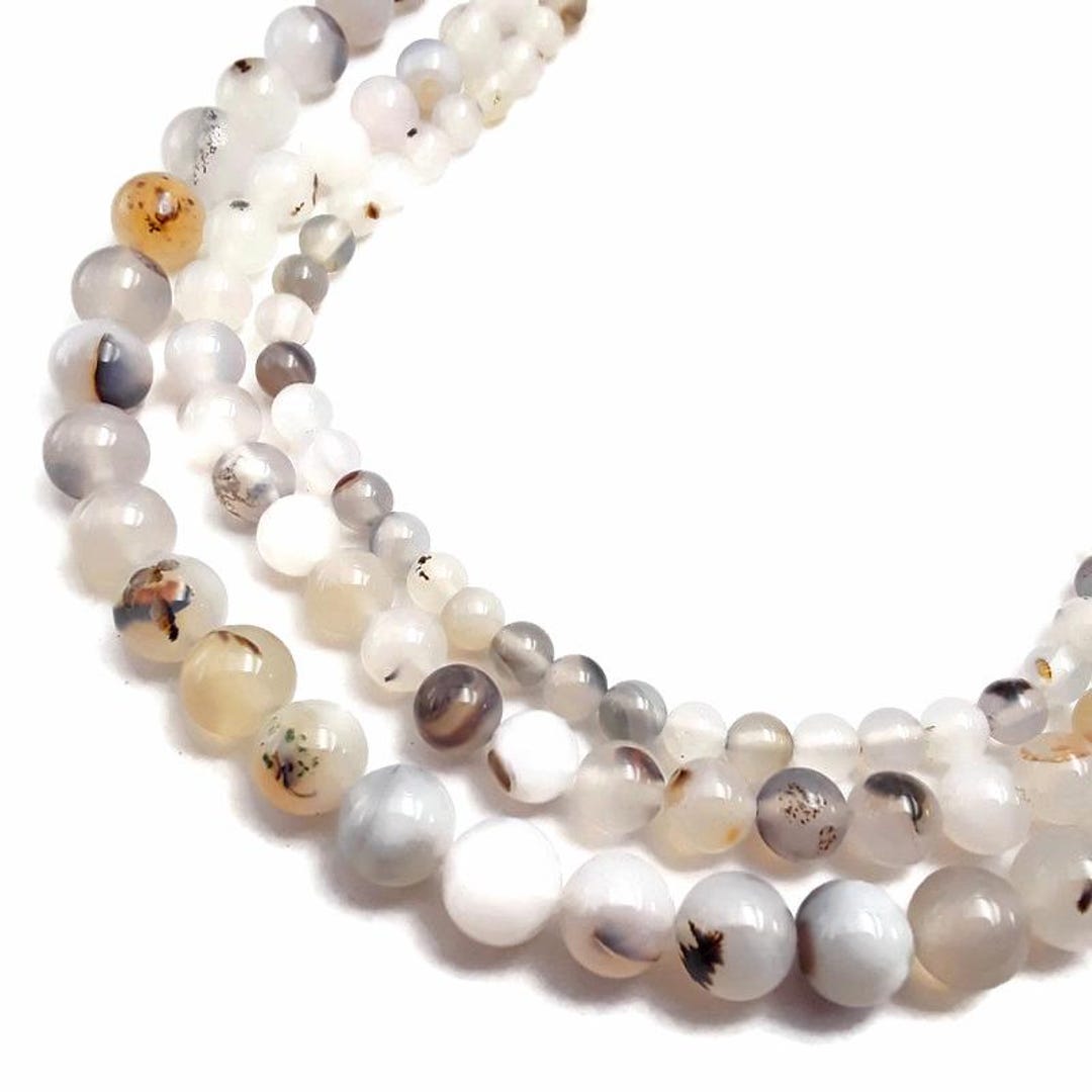thumbnail image 2 of Dendritic Montana Agate Beads - Matte Round 4mm 6mm 8mm 10mm 15.5" Strand 2 of 3