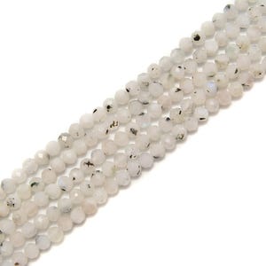 White Moonstone Black Specks Faceted Round Beads 2mm 3mm 4mm 5mm 15.5&quot; Strand