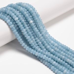 Aquamarine Color Dyed Jade Smooth Rondelle Beads Size 4x6mm 15.5'' Strand