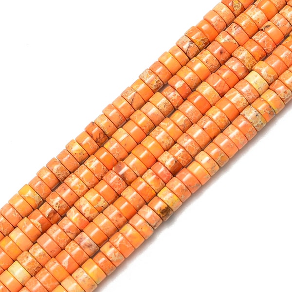 Orange Sea Sediment Jasper Heishi Disc Beads Size 2x4mm 15.5'' per Strand