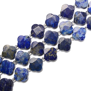 Natural Lapis Lazuli Four Leaf Clover Beads Size 17mm 15.5&#39;&#39; Strand