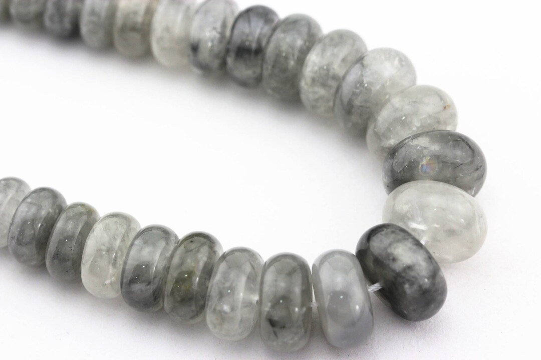 Cloudy Gray Quartz Graduated Smooth Rondelle Beads 818mm Etsy