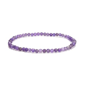 Natural Gemstone Faceted Round Beaded Elastic Bracelet 2mm 3mm 4mm 7.5'' Length image 5