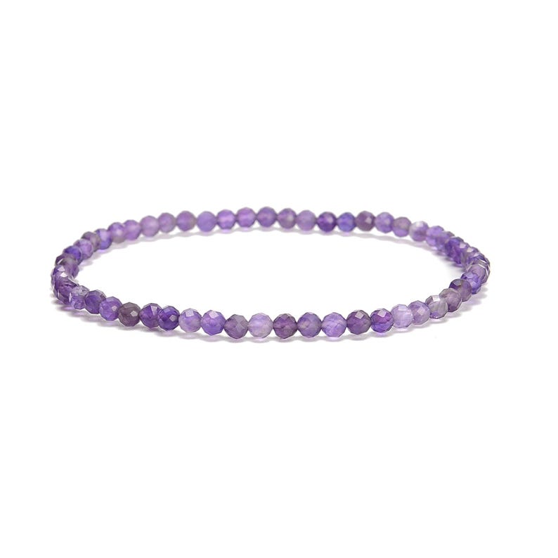 Natural Gemstone Faceted Round Beaded Elastic Bracelet 2mm 3mm 4mm 7.5'' Length image 5