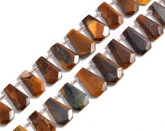 Yellow Tiger Eye Graduated Faceted Trapezoid Beads 15x20 - 18x27mm 15.5" Strand