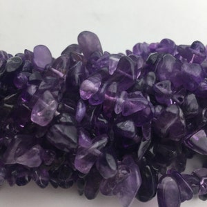 Amethyst Irregular Pebble Nugget Chips Beads Size 7-8mm 34 Strand image 4