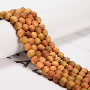 Natural Golden Sandalwood Smooth Round Beads 6mm 8mm 10mm 12mm 15.5&quot; Strand