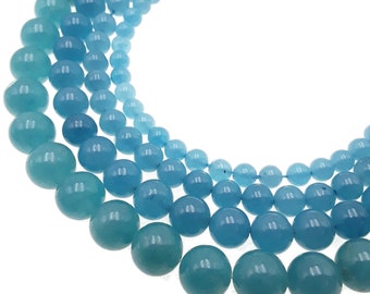 Blue Sponge Quartz Smooth Round Beads 4mm 6mm 8mm 10mm 12mm 15.5" Strand