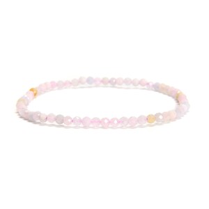 02-Natural Gemstone Faceted Round Beaded Elastic Bracelet 2mm 3mm 4mm 7.5'' Long image 6