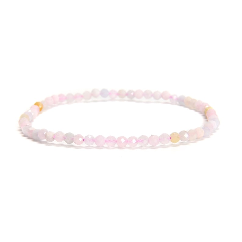 02-Natural Gemstone Faceted Round Beaded Elastic Bracelet 2mm 3mm 4mm 7.5'' Long image 6