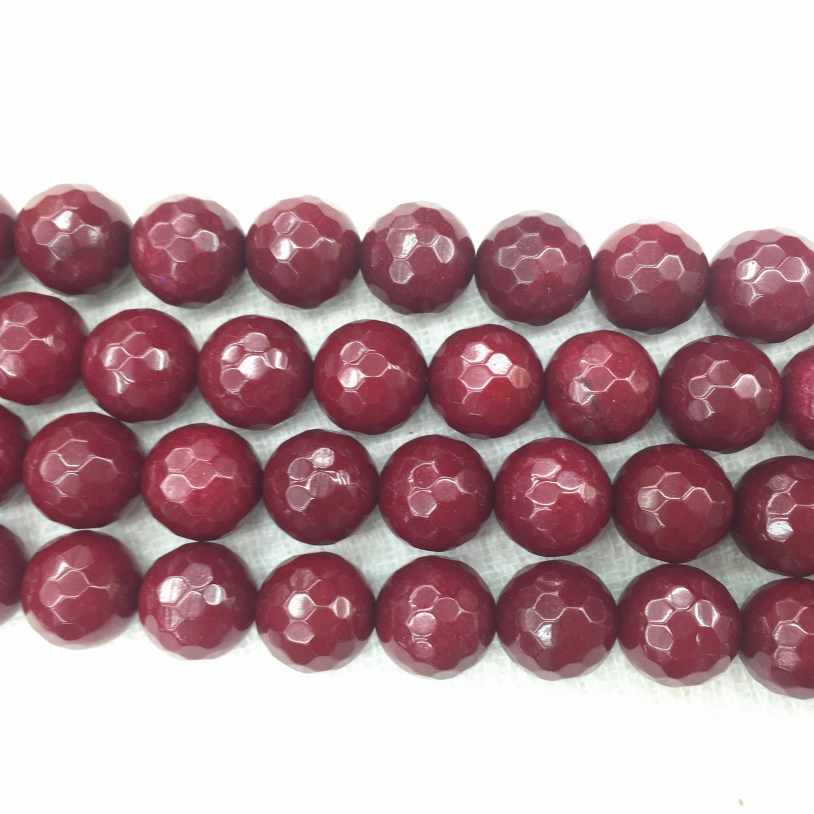 Natural Faceted Brazil Red Jade Gemstone Beads - 4/6/8/10mm Round Loose Beads, 15-inch Strand, Nickel-Free