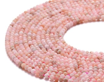 Pink Opal Faceted Round Beads 2mm 3mm 4mm 15.5" Strand