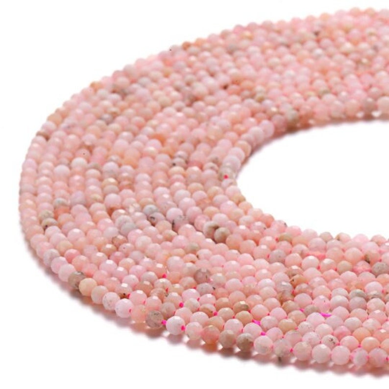 Pink Opal Faceted Round Beads 2mm 3mm 4mm 15.5 Strand image 1