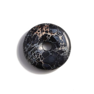 Black Sea Sediment Jasper Donut Circle Pendant Size 40mm Sold Per Piece