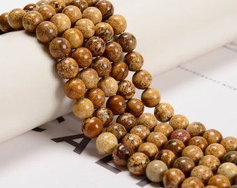 Picture Jasper Smooth Round Beads 4mm 6mm 8mm 10mm 12mm 15.5" Strand