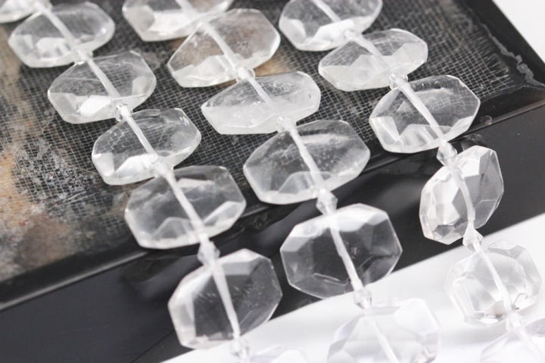 Crystal Quartz Faceted Rectangle Shape Size 15x20mm 15.5/'/' Strand