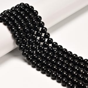 High Carbon Shungite Smooth Round Beads Size 4mm 6mm 8mm 10mm 12mm 15.5&quot; Strand