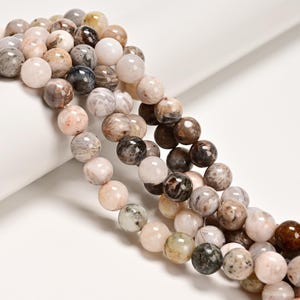 2.0mm Hole Bamboo Leaf Agate Smooth Round Beads Size 6mm 8mm 10mm 15.5" Strand