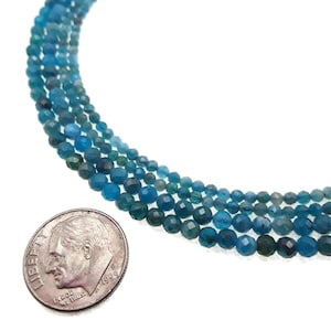 Natural Blue Apatite Faceted Round Beads 2mm 3mm 4mm 15.5&quot; Strand