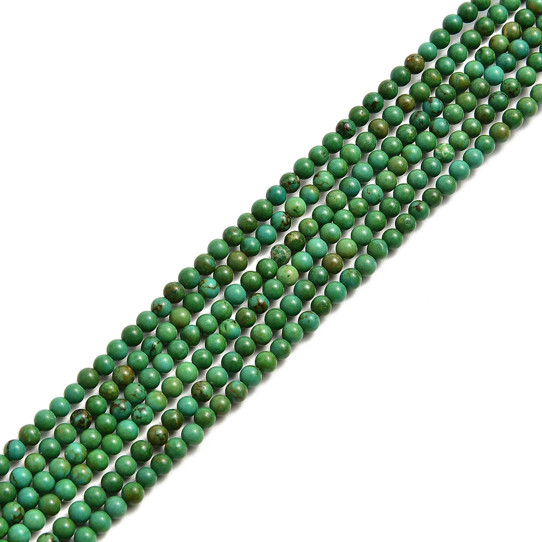 Green Turquoise Smooth Round Beads – 3mm To 15.5mm – Mix Sizes – 15.5″ Strand