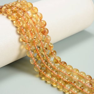 Grade A Natural Citrine Smooth Round Beads 6mm 8-8.5mm 10mm 12mm 15.5'' Strand