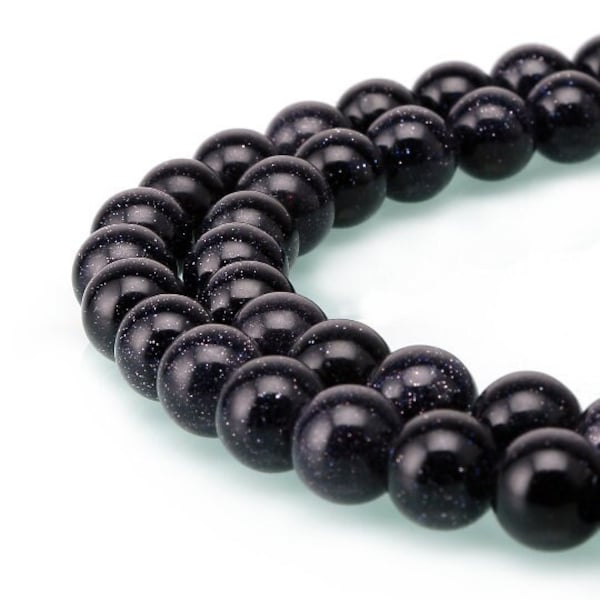 Blue Sand Goldstone Smooth Round Beads 4mm 6mm 8mm 10mm 15.5" Strand