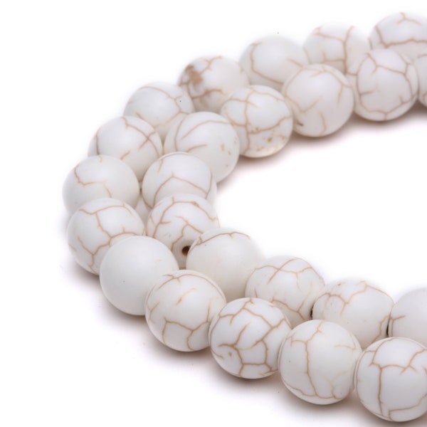 White Howlite Turquoise Smooth Round Beads 4mm 6mm 8mm 10mm 12mm 15.5" Strand