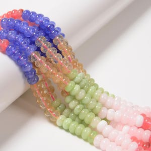 09-Multi-color Dyed Jade Smooth Rondelle Beads Size 5x8mm 15.5&#39;&#39; Strand