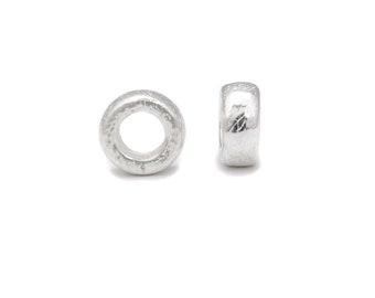 2pc Antique Silver Alloy Rhinestone European Beads Rondelle Large Hole Beads