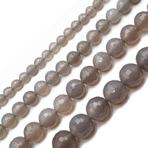 Gray Agate Faceted Round Beads 4mm 6mm 8mm 10mm 12mm Approx 15.5" Strand